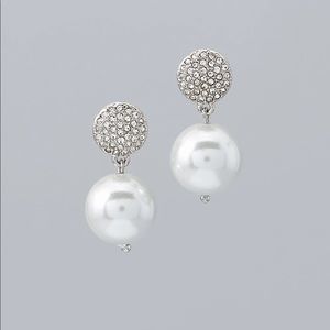 WHBM Faux Pearl & Fireball Drop Earrings NWT